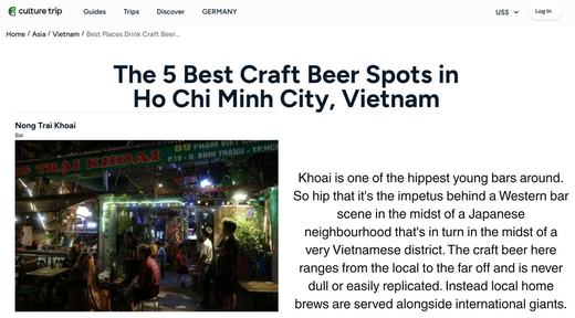 Trang gốc: Culture Trip, “The 5 Best Craft Beer Spots in Ho Chi Minh City”